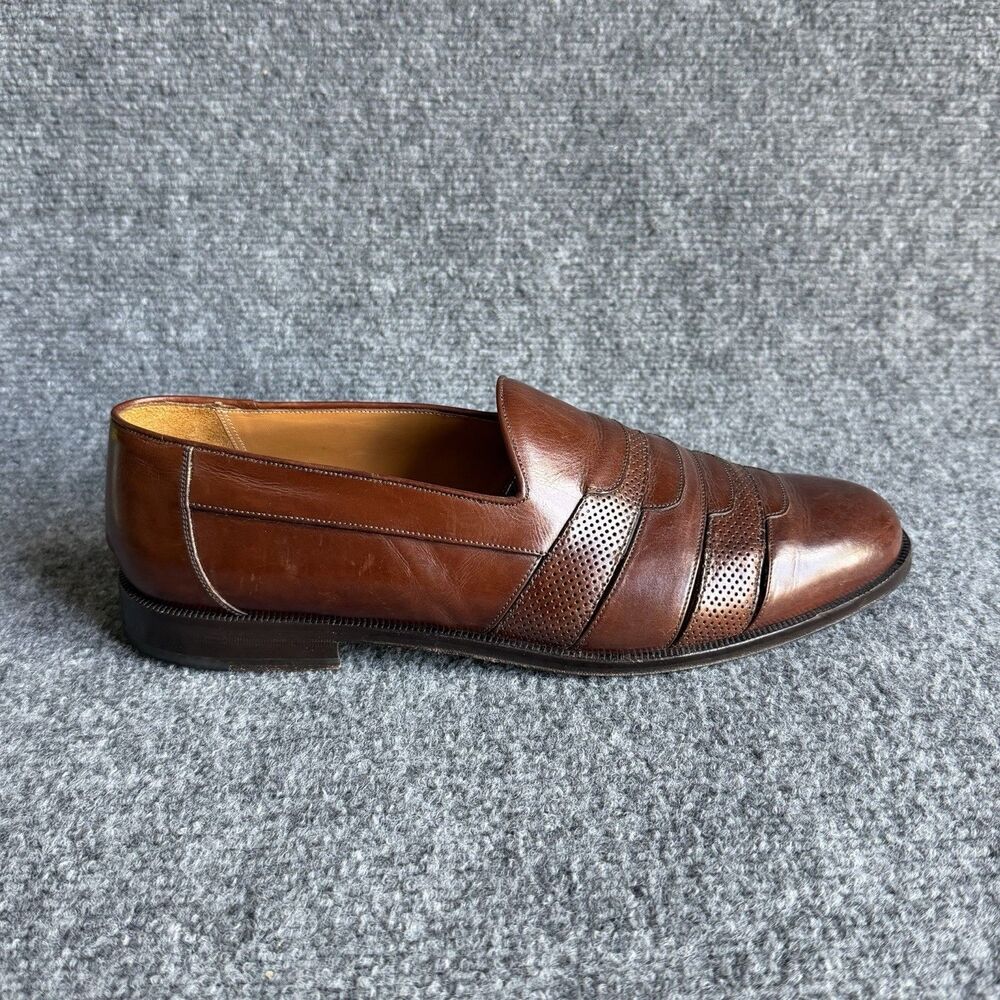 Mezlan Caracas Men’s 10 M Brown Leather Perforated Loafers Slip On Made in Spain